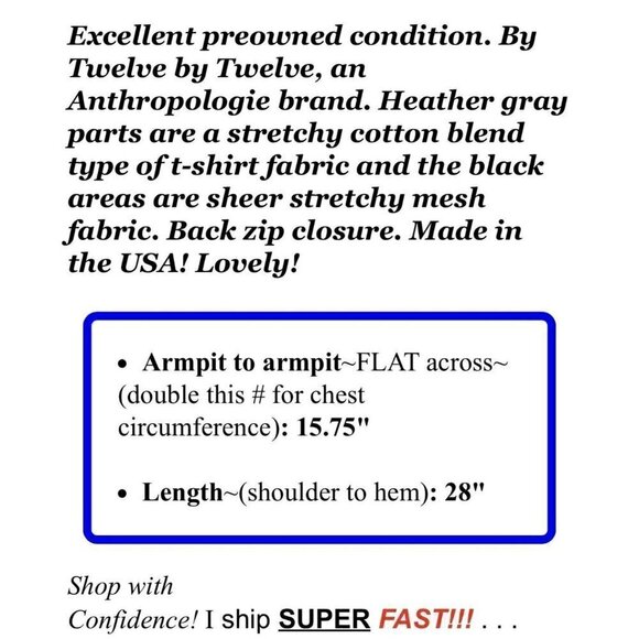 Twelve by Twelve Los Angeles Womens Top Blouse Sheer Mesh Black Gray Sz XS - Picture 2 of 7